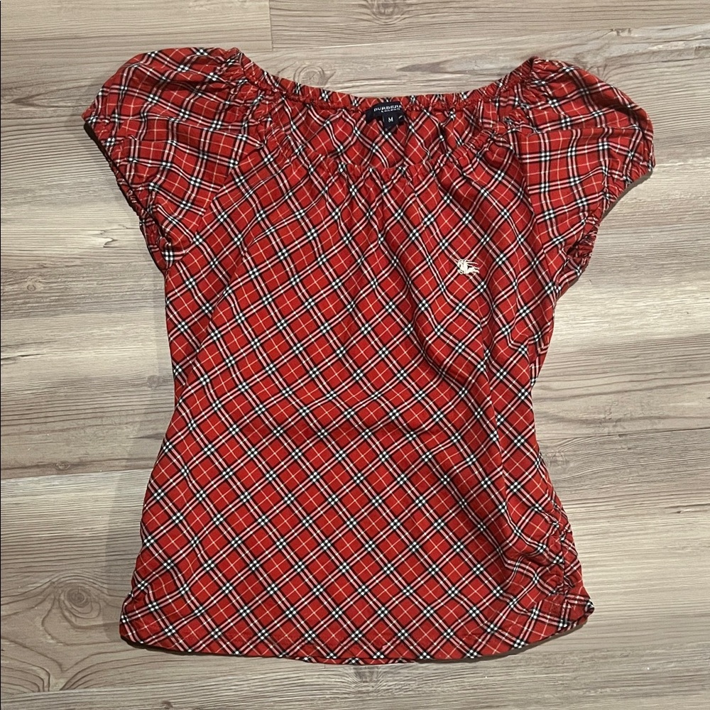 Burberry Red Plaid Women's Blouse